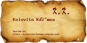 Kolovits Kámea névjegykártya